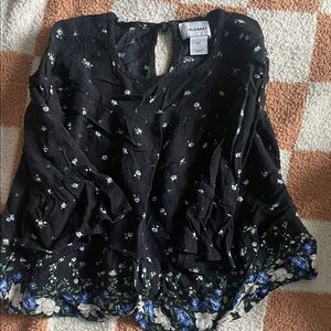 Old Navy Black Floral Kids Blouse